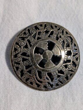 Vintage JHP Jose H Padilla Taxco Silver Brooch Pendant Aztec Mayan Revival MCM